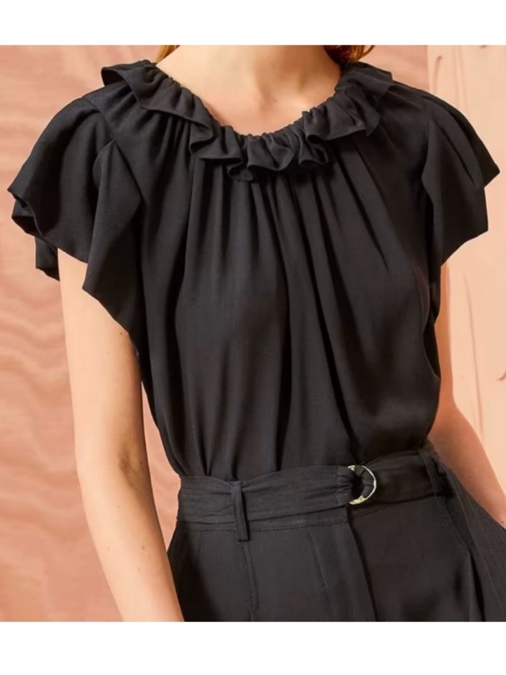 Ulla Johnson Monica Top Noir Black Size 0 New Monika Ruffle Shirt Blouse Short